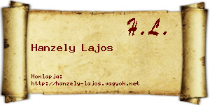 Hanzely Lajos névjegykártya